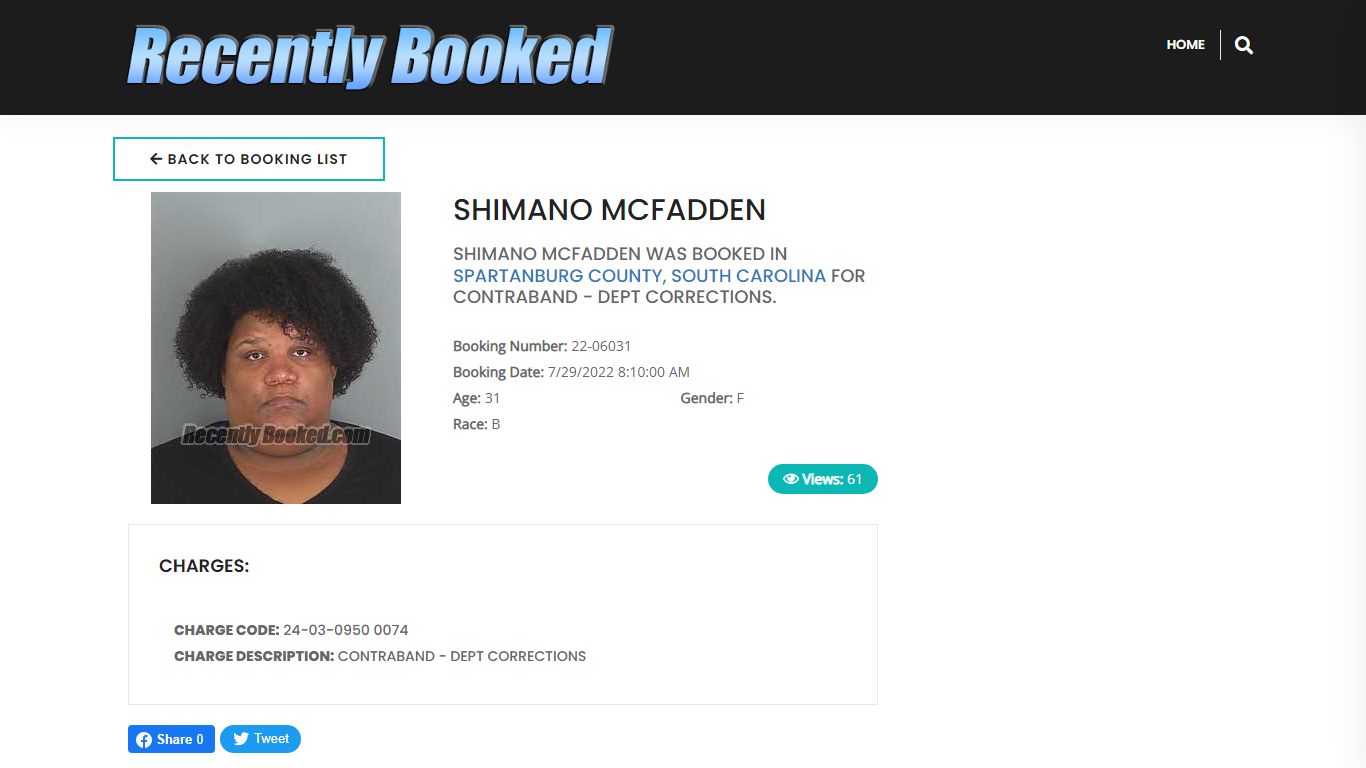 Recent Booking / Mugshot for SHIMANO MCFADDEN in Spartanburg County ...